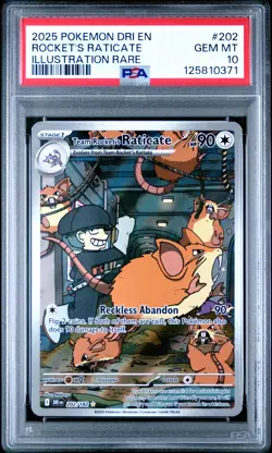 2025 POKEMON DRI EN-DESTINED RIVALS #202 TEAM ROCKET'S RATICATE PSA 10 - Image 1