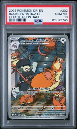 2025 POKEMON DRI EN-DESTINED RIVALS #202 TEAM ROCKET'S RATICATE PSA 10 - Image 1