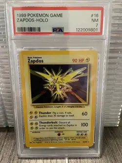 Pokemon TCG Zapdos Holo Rare Card 16/102 PSA 7 NM 1999 Base Set - Image 1