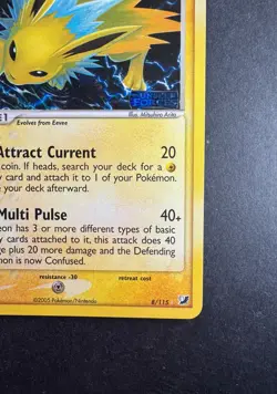 Jolteon 2005 EX Unseen Forces 8/115 Reverse Holo STAMPED Pokemon Card TCG - Image 5