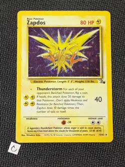 Zapdos 15/62 - Fossil Unlimited Holo Rare WOTC Pokemon TCG MP - Image 1