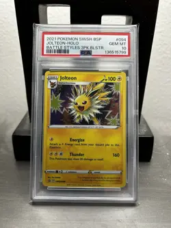 2021 Pokemon Jolteon Battle Styles 3 Pk. Blister Black Star Promo SWSH094 PSA 10 - Image 1
