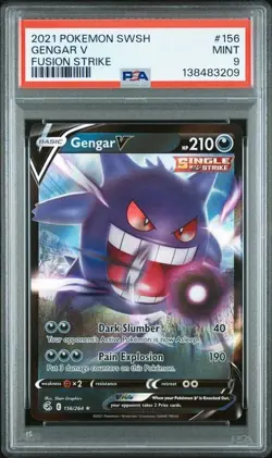 2021 POKEMON SWORD & SHIELD FUSION STRIKE #156 GENGAR V FUSION STRIKE PSA 9 - Image 1