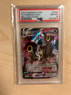 2022 Pokemon SWSH Brilliant Stars #TG23 FA Umbreon VMAX PSA 10 GEM MINT - Image 1