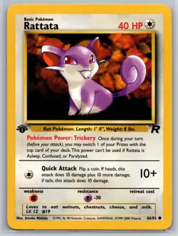 NM Rattata 66/82 1st Edition Team Rocket Pokemon 2000 - Image 1