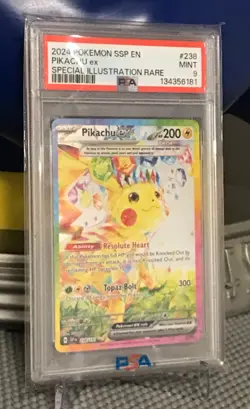 2024 Pokemon Pikachu Ex Surging Sparks Special Illustration Rare 238/191 PSA 9 - Image 3