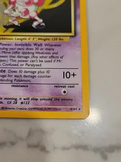 Vintage 1999 Pokemon TCG Jungle Unlimited Mr. Mime Holo 6/64 Card - No Symbol!! - Image 4