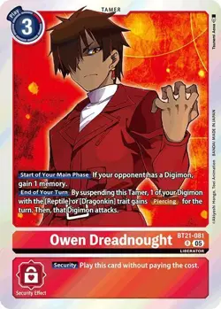 1x BT21-081 Owen Dreadnought World Convergence Digimon Card Game x1 - Image 1