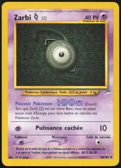 Carte Pokemon Zarbi Z 60/105 Neo Destiny Francais - Image 1
