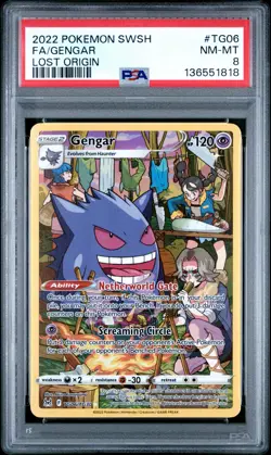 2022 Pokemon Lost Origin Gengar TG06/TG30 Trainer Gallery Full Art Holo PSA 8 - Image 1