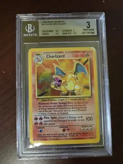 1999 POKEMON BASE SET UNLIMITED #4 CHARIZARD-HOLO BGS 3 #4 - Image 1
