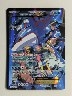 Moderately Played 2015 Pokemon Double Crisis Team Aqua's Kyogre EX 6/34 Full Art - Image 1