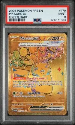 2025 POKEMON PRE EN-PRISMATIC EVOLUTIONS PIKACHU ex#179 HYPER RARE PSA 9 - Image 1