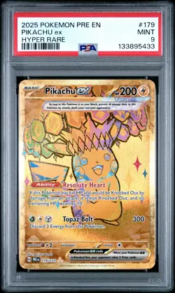 2025 POKEMON PRE EN-PRISMATIC EVOLUTIONS HYPER RARE #179 PIKACHU EX PSA 9 - Image 1