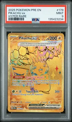 2025 POKEMON PRE EN-PRISMATIC EVOLUTIONS HYPER RARE #179 PIKACHU EX PSA 9 - Image 1