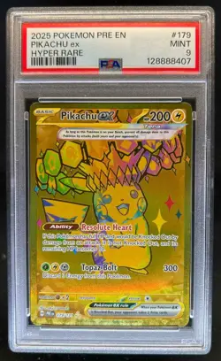 2025 Pokemon SV Prismatic Evolutions PRE EN Pikachu ex Hyper Rare #179/131 PSA 9 - Image 1
