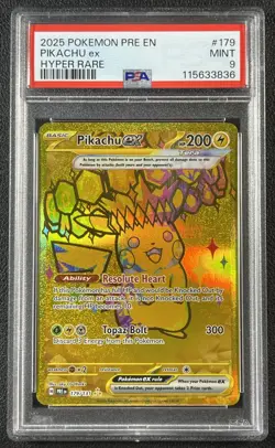 PIKACHU EX PSA 9 2025 POKEMON PRISMATIC EVOLUTIONS PRE EN #179/131 HYPER RARE 36 - Image 1
