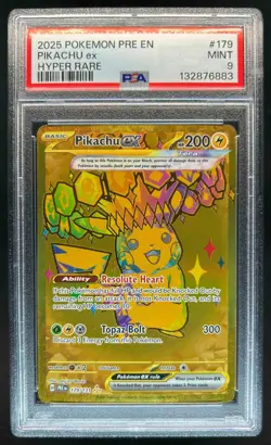 2025 Pokemon SV Prismatic Evolutions Pikachu ex Hyper Rare #179/131 PSA 9 - Image 1