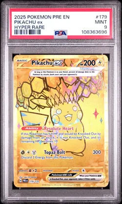 2025 POKEMON PRE EN-PRISMATIC EVOLUTIONS HYPER RARE #179 PIKACHU EX PSA 9 - Image 1
