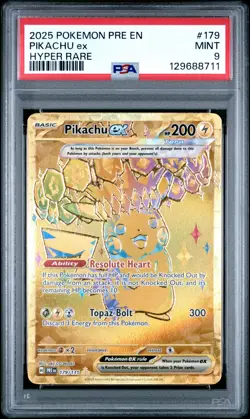 2025 POKEMON PRE EN-PRISMATIC EVOLUTIONS HYPER RARE #179 PIKACHU EX PSA 9 - Image 1