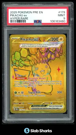 2025 POKEMON PRISMATIC EVOLUTIONS - PRE EN #179/131 PIKACHU EX HYPER RARE PSA 9 - Image 1