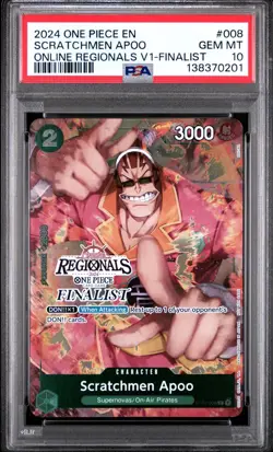 2024 ONE PIECE ONLINE REGIONALS PACK 2024 VOL.1 008 SCRATCHMEN APOO FINALIST - Image 1