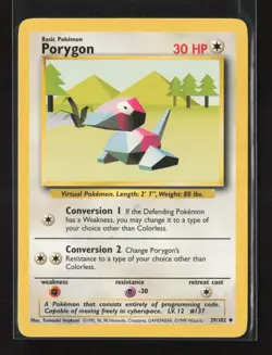 Porygon 39/102 Uncommon Base Set Pokemon NM Pack Fresh - Image 2