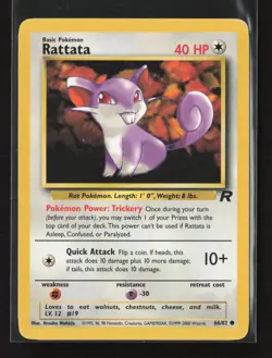 Rattata 66/82 Common Team Rocket Pokemon HP - Image 2