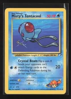 Misty's Tentacool 57/132 Uncommon Gym Heroes Pokemon LP - Image 2