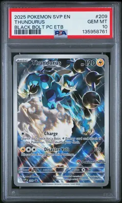 2025 POKEMON BLACK BOLT POKEMON CENTER ETB PROMO SVP #209 THUNDURUS PSA 10 - Image 1