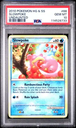 2010 Pokemon HG & SS Undaunted Slowpoke 66/90 PSA 10 Gem Mint - Image 1