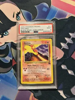 2000 WOTC POKEMON MOVIE MOLTRES #21 BLACK STAR PROMO AOKI ERROR PSA 9 MINT B - Image 1