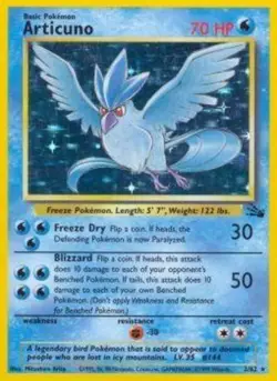 Damaged Articuno - 2/62 - Holo Rare - Unlimited Edition Pokemon Fossil - Image 1