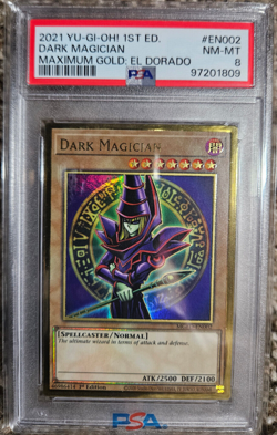 2021 Yugioh Dark Magician (MGED) Maximum Gold: El Dorado 1st Edition PSA 8 - Image 1