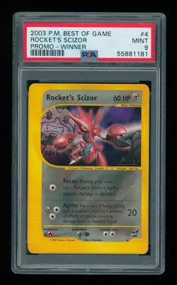 2003 Pokemon Best of Game ROCKET'S SCIZOR 4 Promo WINNER Stamped PSA 9 MINT - Image 1
