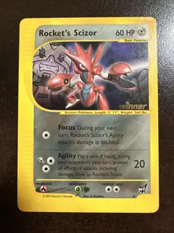Rocket’s Scizor 4 Gold Winner Best Of Game Pokemon Promo BENT - Image 1