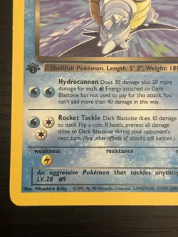 2000 Pokemon TCG Dark Blastoise 20/82 Team Rocket First Edition Non Holo NM - Image 5
