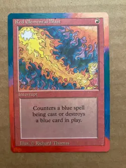 Red Elemental Blast (Revised) ALTERED floating border style, hand painted! - Image 1