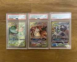 Pokemon Cosmic Eclipse Charizard, Blastoise & Venusaur GX Bundle, PSA 9 - Image 1