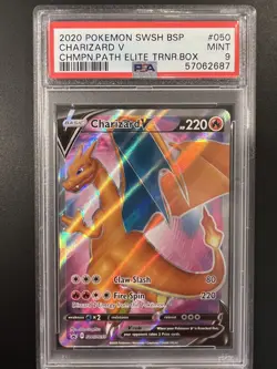*BUNDLE* TWO Pokemon SWSH Charizard V #50 Champions Path ETB Promos PSA 9 - Image 1