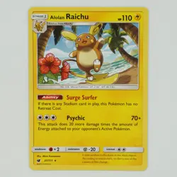 Alolan Raichu 31/111 Rare SM Crimson Invasion Pokemon Card - Image 1