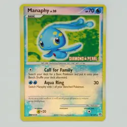 Manaphy 9/130 Stamped Reverse Holo Rare Diamond and Pearl Pokemon Card - Image 1