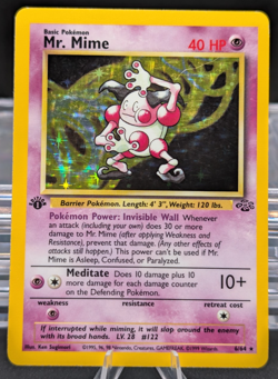 Pokemon 1st Edition Mr. Mime 6/64 Jungle TCG Rare Holo Card 1999 WOTC - Image 1