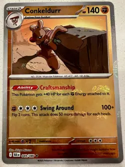 Conkeldurr (Master Ball Pattern) 049/086 Sv: Black Bolt Holo - Pokemon Card TCG - Image 1