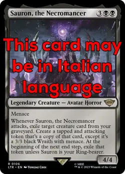 MTG SAURON, THE NECROMANCER EXC - SAURON, IL NECROMANTE 106 - LTR - MAGIC - Image 1