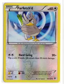 Pokemon Black White Farfetch'd 107 Boundaries Crossed Reverse Holo Foil - Image 1