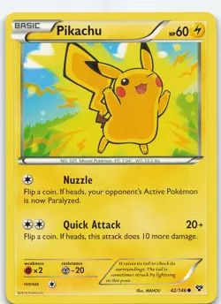 Pikachu 42/146 Common Normal XY Base Set LP Pokemon - Image 1