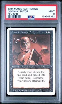 1994 Magic the Gathering PSA Mint 9 Revised Demonic Tutor- MTG - Commander - Image 1