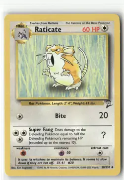 Pokemon Raticate Uncommon Base Set 2 058/130 - Image 1