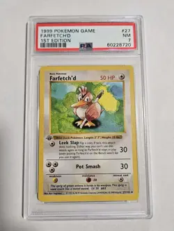 1999 Base Set 1st Edition Rare Farfetch’d Pokemon PSA 7 27/102 - Image 1